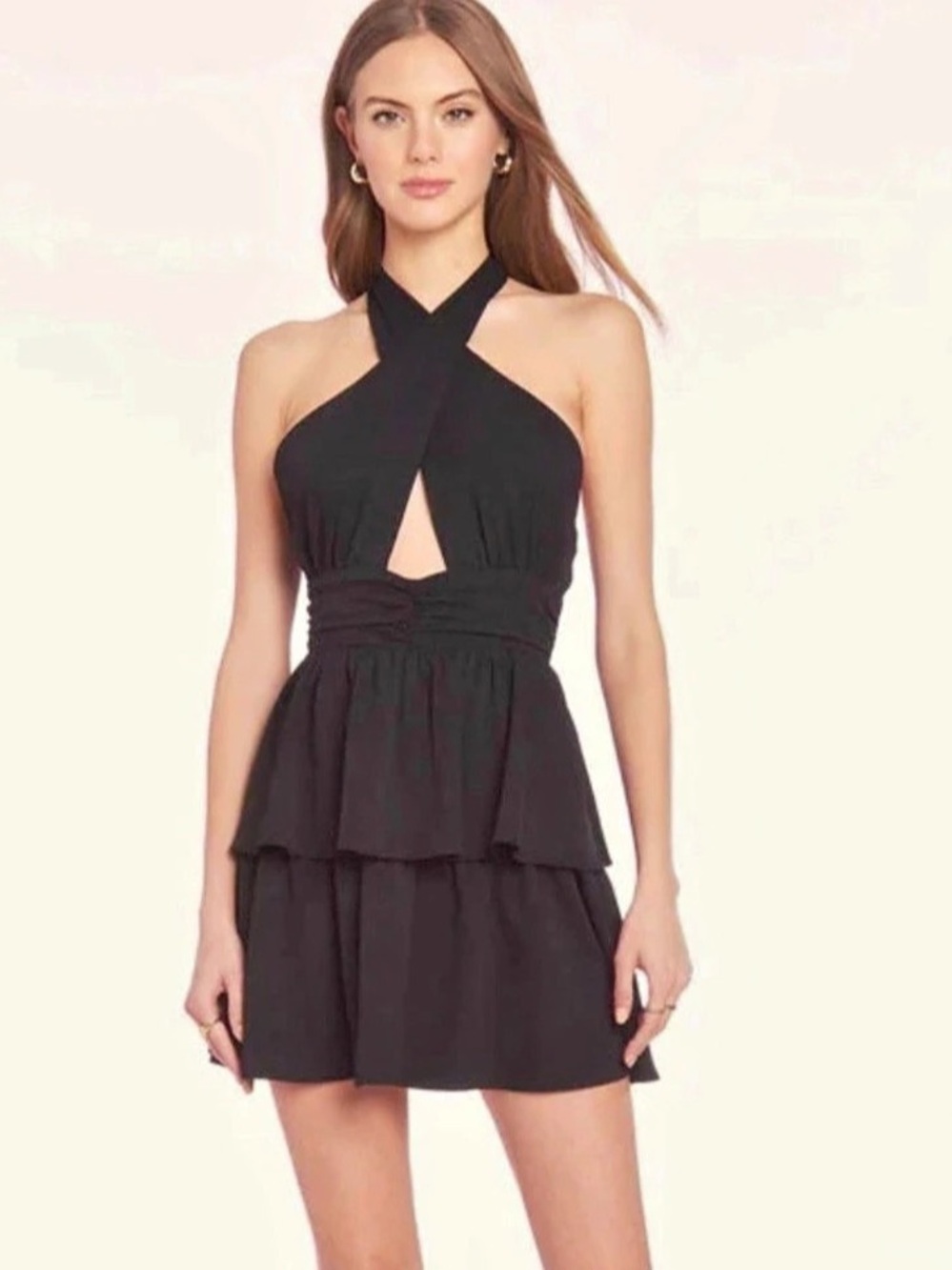 Amanda Uprichard Darby Dress Halter Mini Black Small